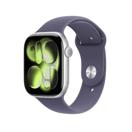 Apple Watch Series 11 GPS + Cellular 46mm Jet Black Aluminium Case, Black / Space Grey, Black / Rose Gold, Light Blush / Silver, Purple Fog with Sport Band - S/M & M/L