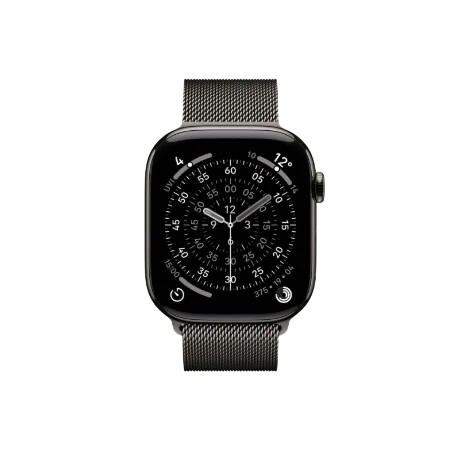 Apple Watch Series 11 GPS + Cellular 46mm Natural Titanium,Natural / Slate Titanium, Slate / Gold Titanium Case with Gold Milanese Loop- S/M & M/L