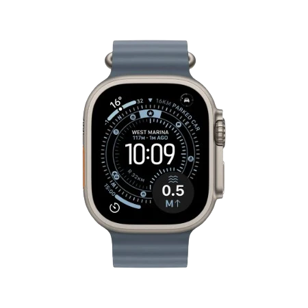 Apple Watch Ultra 3 GPS + Cellular 49mm Natural Titanium Case with Anchor Blue Ocean Band / Light Blue Alpine Loop (S/M/L) / Blue & Bright Blue Trail Loop (S/M, M/L)