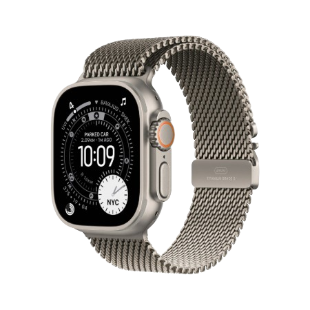 Apple Watch Ultra 3 GPS + Cellular 49mm Natural / Black Titanium Case with Natural / Black Titanium Milanese Loop - Small / Medium / Large