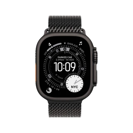 Apple Watch Ultra 3 GPS + Cellular 49mm Natural / Black Titanium Case with Natural / Black Titanium Milanese Loop - Small / Medium / Large