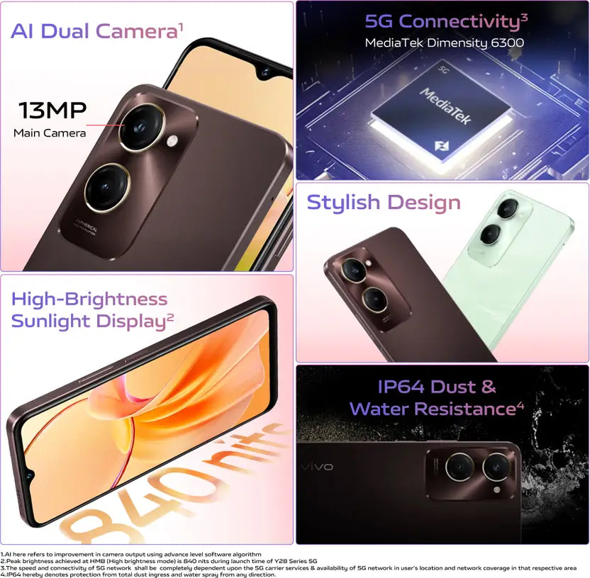 Vivo Y28E 5G 4GB/64GB Vintage Red With Charger