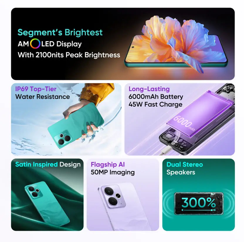 realme 14T 5G 8GB/256GB Lighting Purple/Obsidian Black/Surf Green
