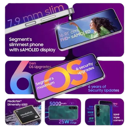 Samsung Galaxy F16 5G – Vibing Blue (4GB/128GB, 6GB/128GB, 8GB/128GB)